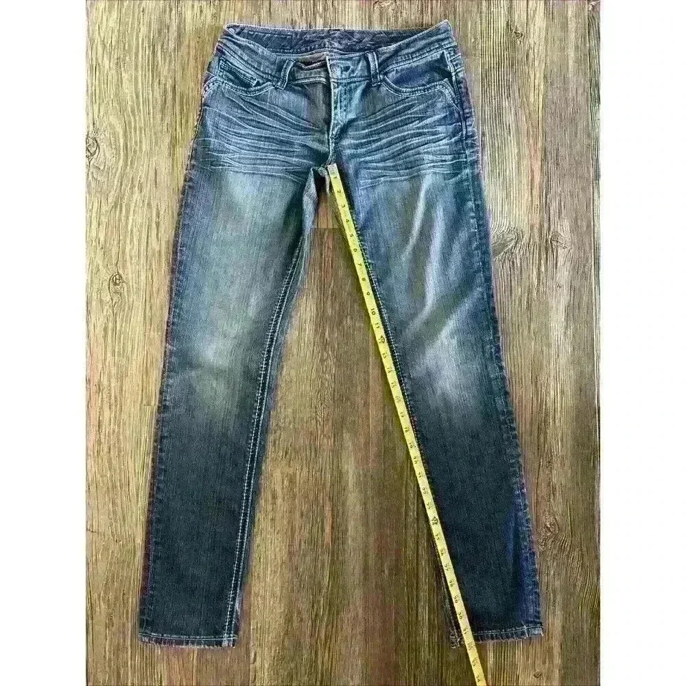 Seven 7 Jeans Womens Size 30 Blue Denim Whiskering Skinny Low-to-Mid Rise - Picture 6 of 12